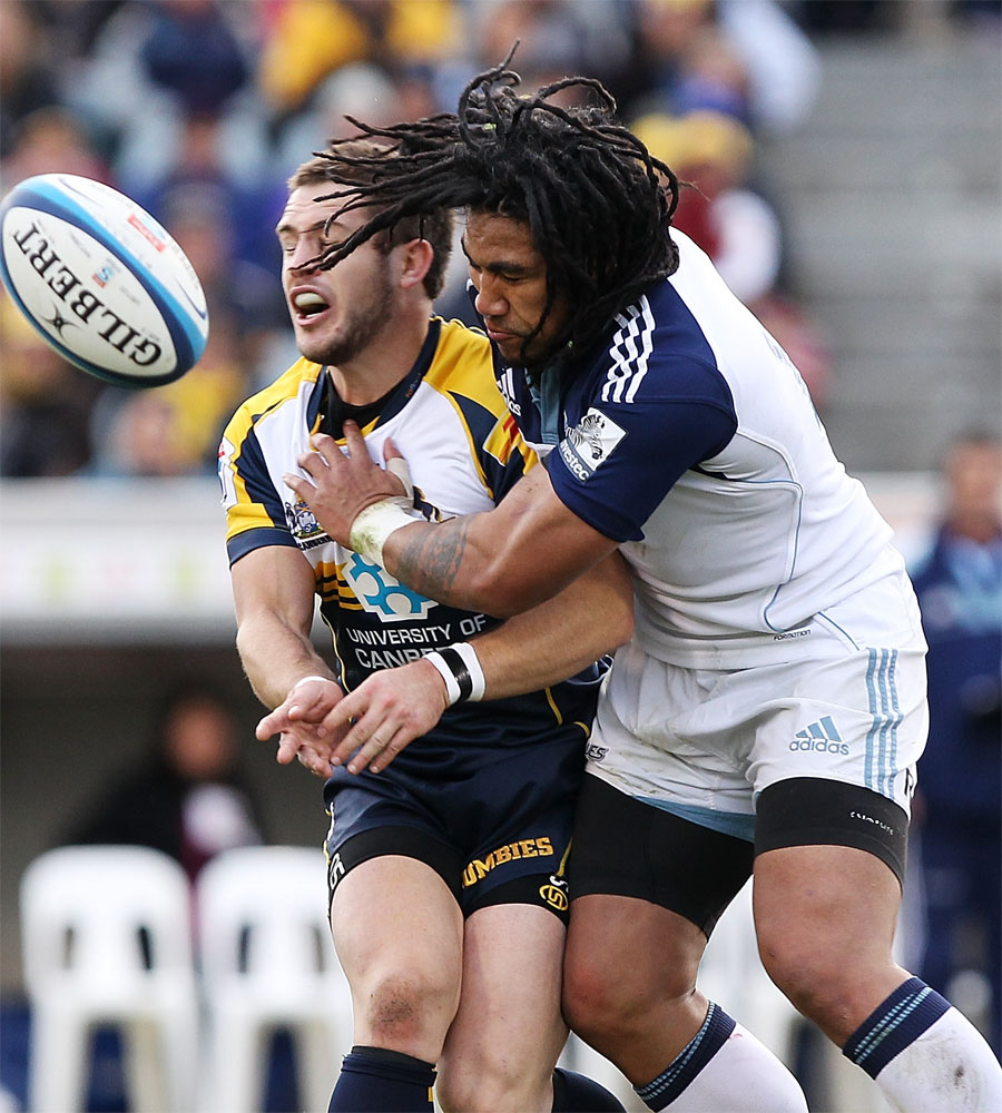 The Blues' Ma'a Nonu smashes Brumbies' Zack Holmes