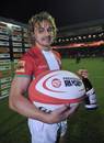 London Welsh's Aaron Myers takes the player of the round award