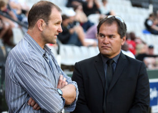Sharks coach John Plumtree and Chiefs coach Dave Rennie, Sharks v Chiefs, Super Rugby, Kings Park, Durban, South Africa, April 21, 2012