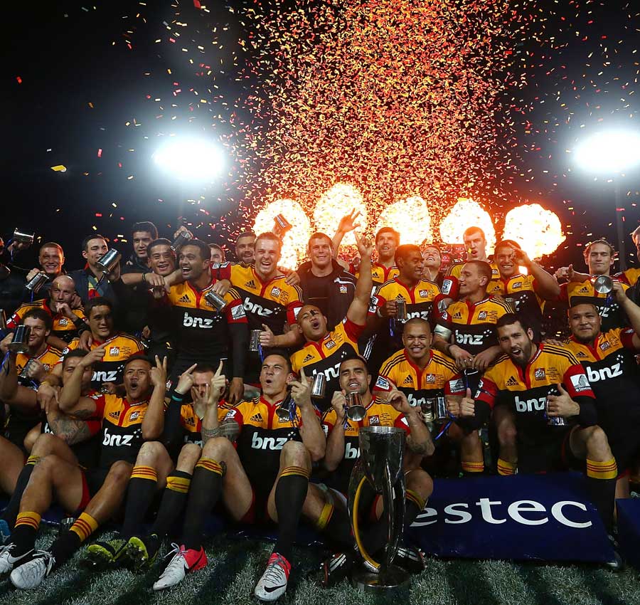 The Chiefs celebrate a maiden Super Rugby title