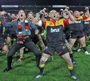 The Chiefs celebrate clinching Super Rugby glory with a haka