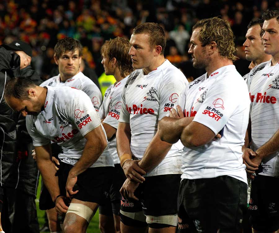 The Sharks stands dejected after defeat to the Chiefs