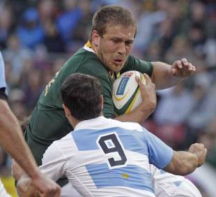 South Africa's Francois Steyn takes the ball into contact, South Africa v Argentina, The Rugby Championship, Newlands, Cape Town, South Africa, August 18, 2012