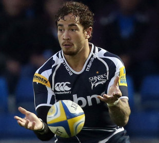 Danny Cipriani in action for Sale during pre-season, Sale v Leinster, Salford City Stadium, Manchester, England, August 24, 2012