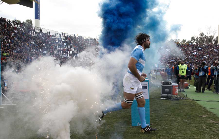 Argentina's Juan Martin Fernandez Lobbe leads out his side