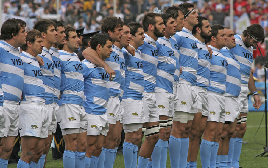 Argentina line up for their national anthem