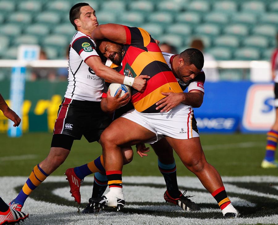 Waikato's Ted Tauroa takes on the North Harbour defence
