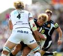 Sale lock Richie Gray gets to grips with Exeter's Jason Shoemark