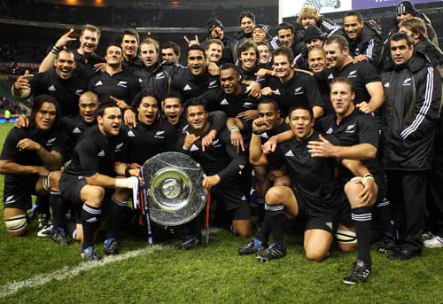 The New Zealand team pose with the Hillary Shield