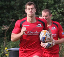 Edinburgh's Tim Visser warms up for his side's latest PRO12 outing