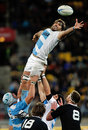 Argentina's Juan Martin Fernandez Lobbe stretches for the ball