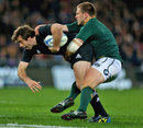 South Africa's Frans Steyn shackles New Zealand's Conrad Smith