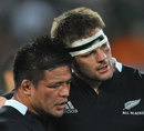 Kevan Mealamu (left) and Richie McCaw of New Zealand