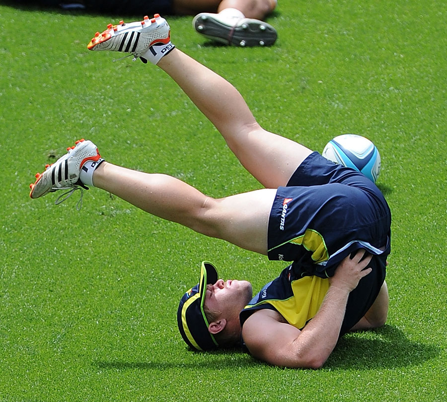 Australia's Matthew Lucas warms up during a training session