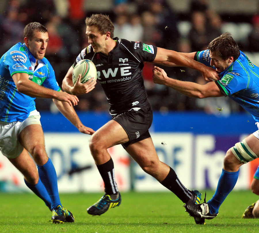Ospreys centre Andrew Bishop exploits some space