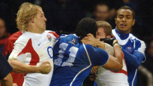 England's Lewis Moody and Samoa's Alesana Tuilagi brawl, England v Samoa, Twickenham, London, November 26, 2005