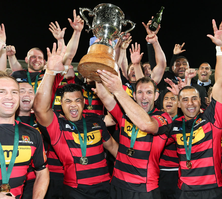Canterbury celebrate with the ITM Cup trophy