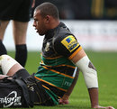 Northampton's Courtney Lawes receives treatment