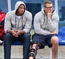 Injured duo Dylan Hartley and Courtney Lawes watch on