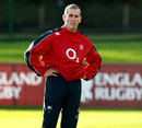 England coach Stuart Lancaster casts an eye over training