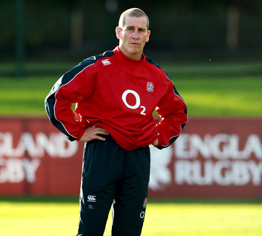 England coach Stuart Lancaster casts an eye over training