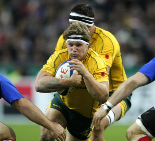 Australia's Kane Douglas leads an attack