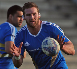 New Zealand's Kieran Read warms up for his first game as captain