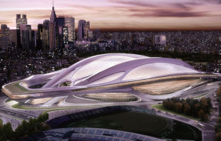 British-based arcitect Zaha Hadid's winning design for Japan's new national stadium in Tokyo, November 16, 2012