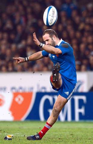 France's Frederic Michalak slots a penalty, France v Argentina, Lille-Grand-Stade, Lille, France, November 17, 2012