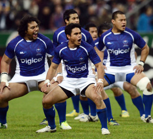 Samoa performane their pre-match war dance