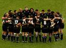 The All Blacks huddle ahead of their clash with England