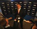 Martin Johnson the England team manager speaks to the media 