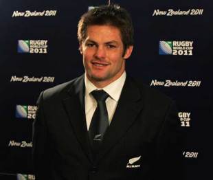 New Zealand captain, Richie McCaw poses for the cameras following the the IRB Rugby World Cup 2011 Pool Allocation Draw at Tower Bridge in London, England on December 1, 2008.