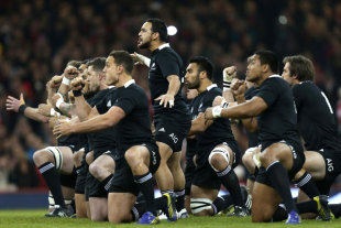 The All Blacks perform the haka ahead of their clash with Wales. Wales v New Zealand, Millennium Stadium, Cardiff, Wales, November 24, 2012
