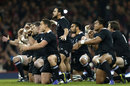 The All Blacks perform the haka ahead of their clash with Wales