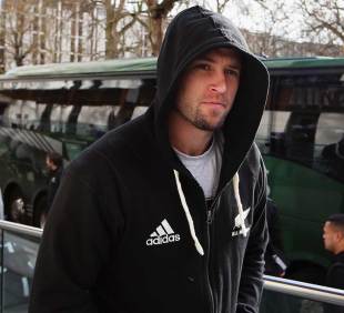 All Blacks winger Cory Jane arrives for a recovery session, Imperial College, London, England, November 26, 2012