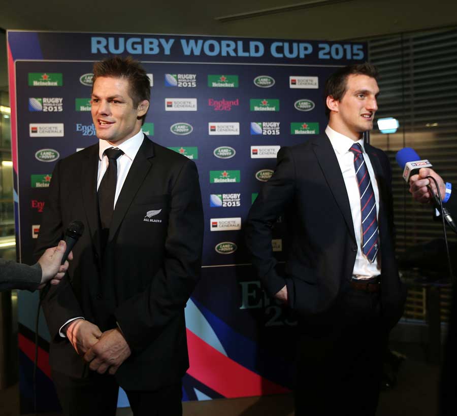 New Zealand's Richie McCaw and Wales' Sam Warburton face the media