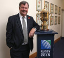 RFU chief executive Ian Ritchie poses with the World Cup trophy