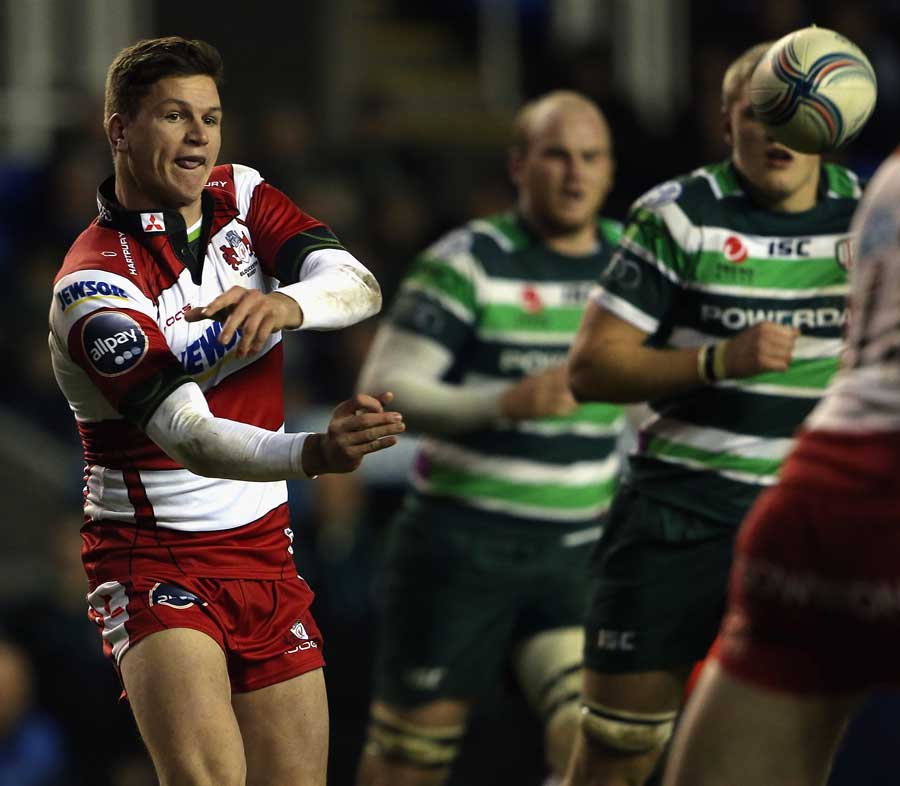 Gloucester's Freddie Burns wings the ball out