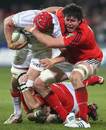 Munster's Dave O'Callaghan gets to grips with Mouritz Botha
