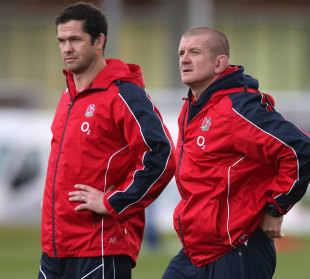 England assistant coaches Andy Farrell and Graham Rowntree, England training session, St Georges Park, Burton-on-Trent, England, October 29, 2012 