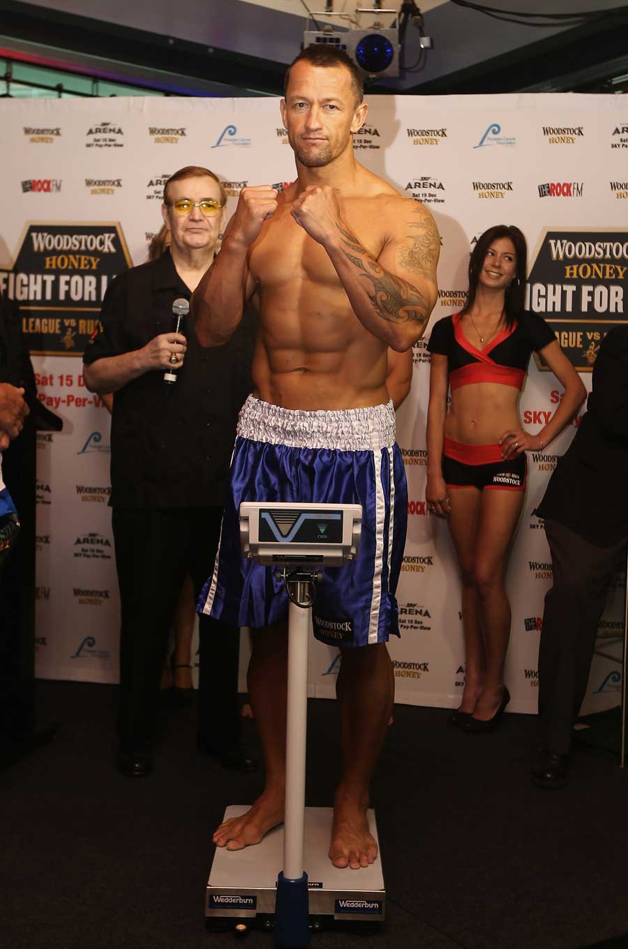 Carlos Spencer poses during the Fight for Life weigh-in
