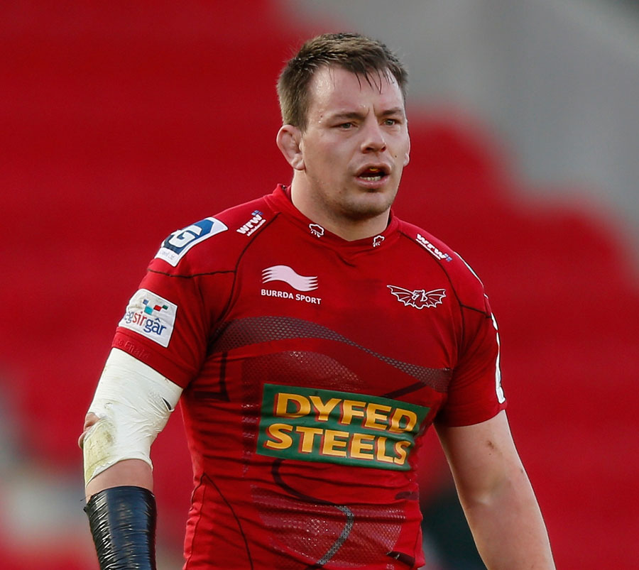Scarlets hooker Matthew Rees looks on against Exeter Chiefs 