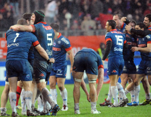 Grenoble celebrate their victory over Toulouse, Grenoble v Toulouse, French Top 14, Grenoble, Stade Lesdiguieres, France, December 22, 2012