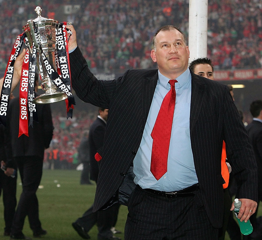 Wales head coach Mike Ruddock shows off the Six Nations trophy