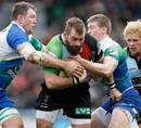 Harlequins' Joe Marler carries the ball into the Connacht defence
