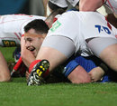 Leinster prop Cian Healy burrows over for a try