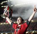 Wales' Ryan Jones holds aloft the Six Nations trophy