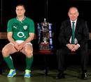 Ireland's Jamie Heaslip and Declan Kidney with the Six Nations silverware