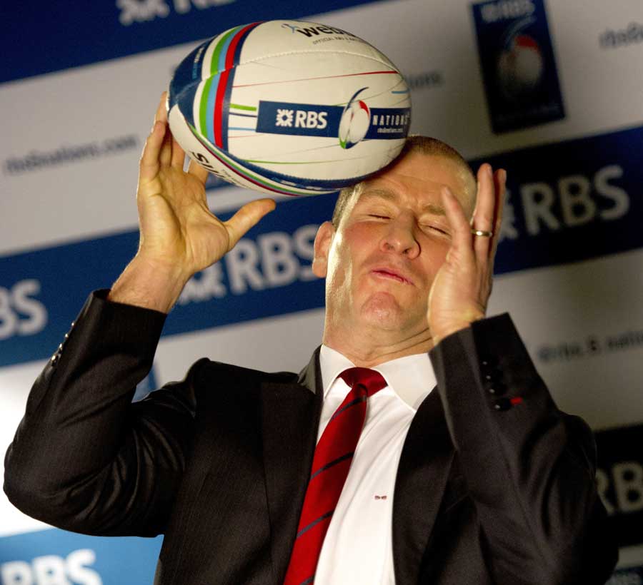England coach Stuart Lancaster takes his eye off the ball during the Six Nations launch